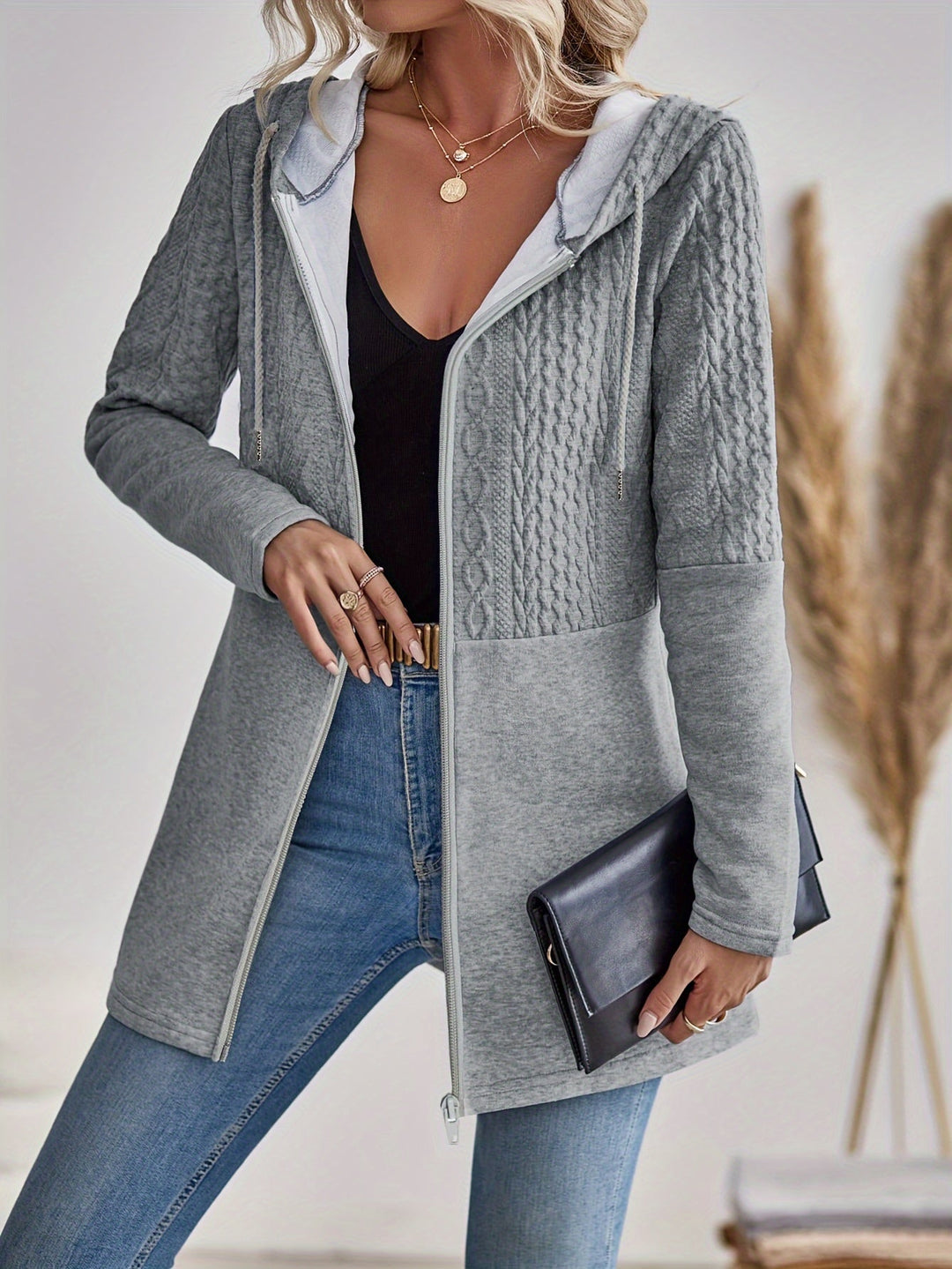 Drune | Damen Kapuzen Sweatshirt mit Reißverschluss