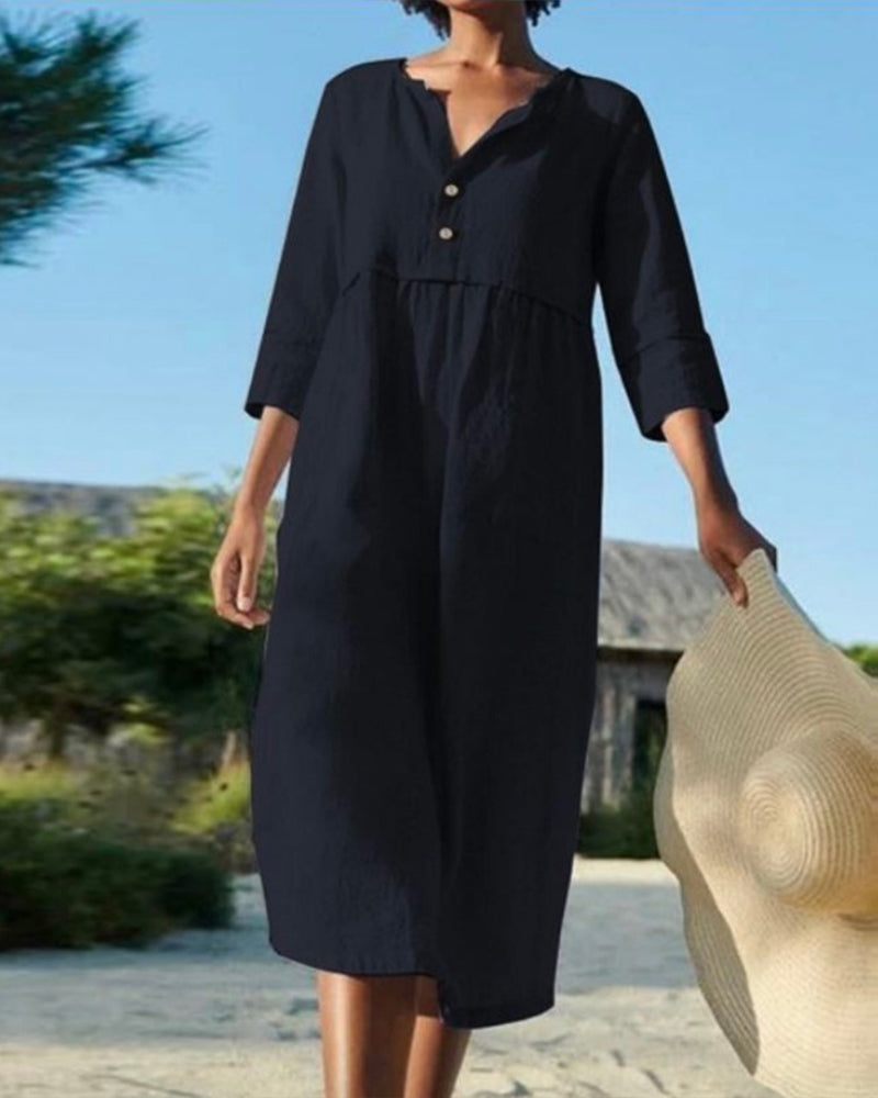 Drune | Sommer Midikleid mit Knöpfen Adela