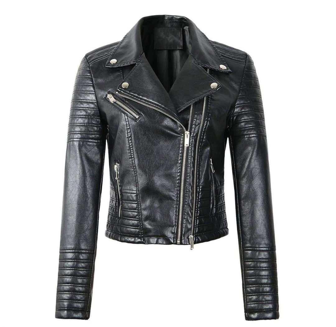 Drune - Revers Reißverschluss Slim Fit Lederjacke