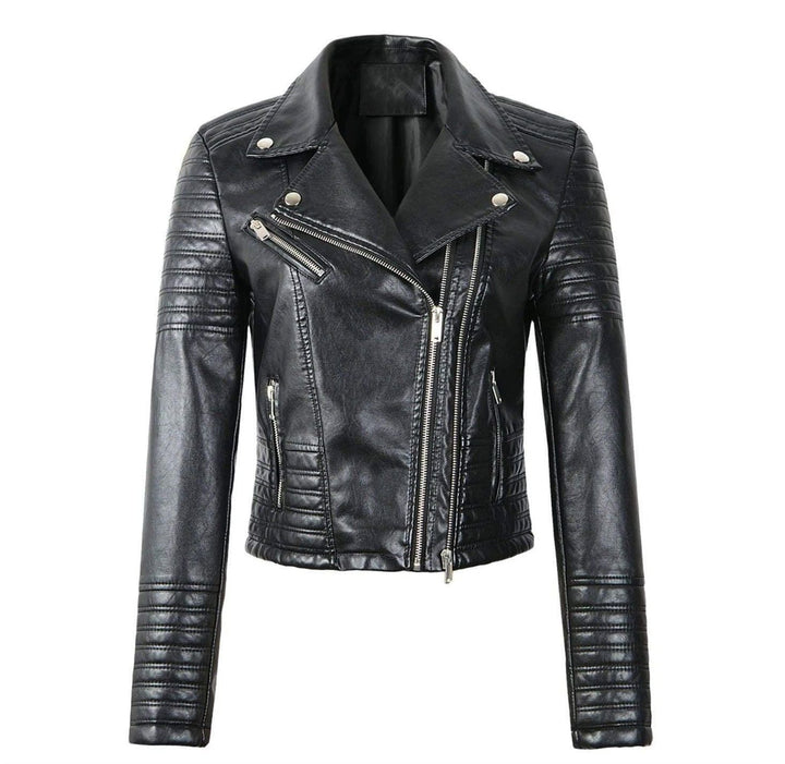 Drune - Revers Reißverschluss Slim Fit Lederjacke