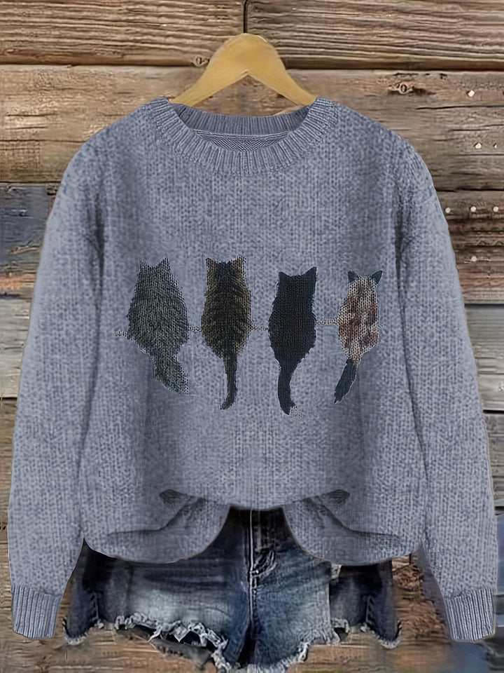 Drune | Strickpullover mit Katzendesign Acrylmischung Komfortabel und Stilvoll
