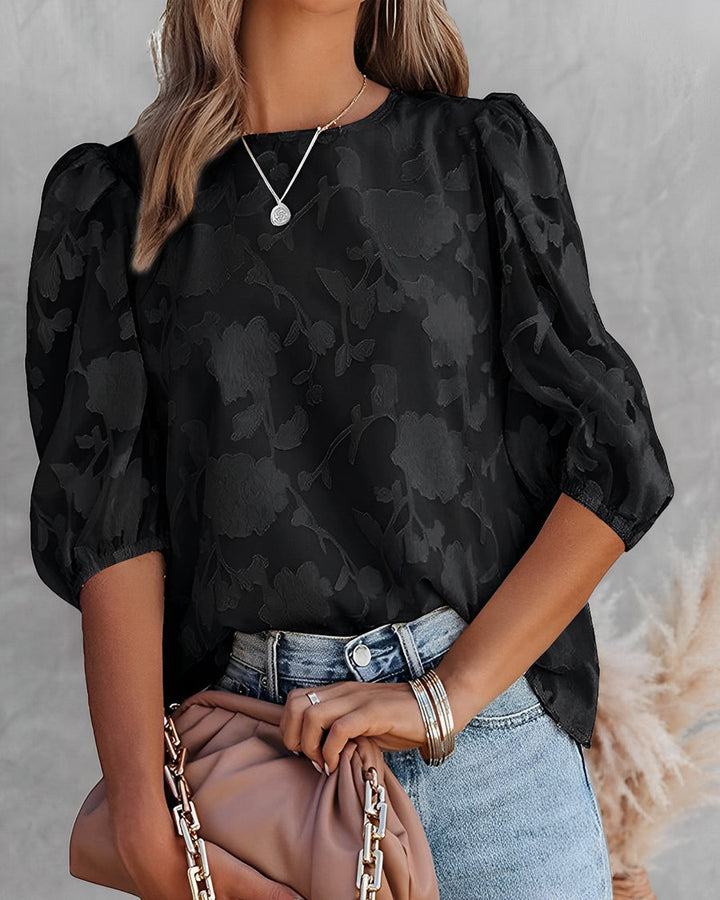 Drune | Elegante Bluse mit Puffärmeln und Blumenmuster