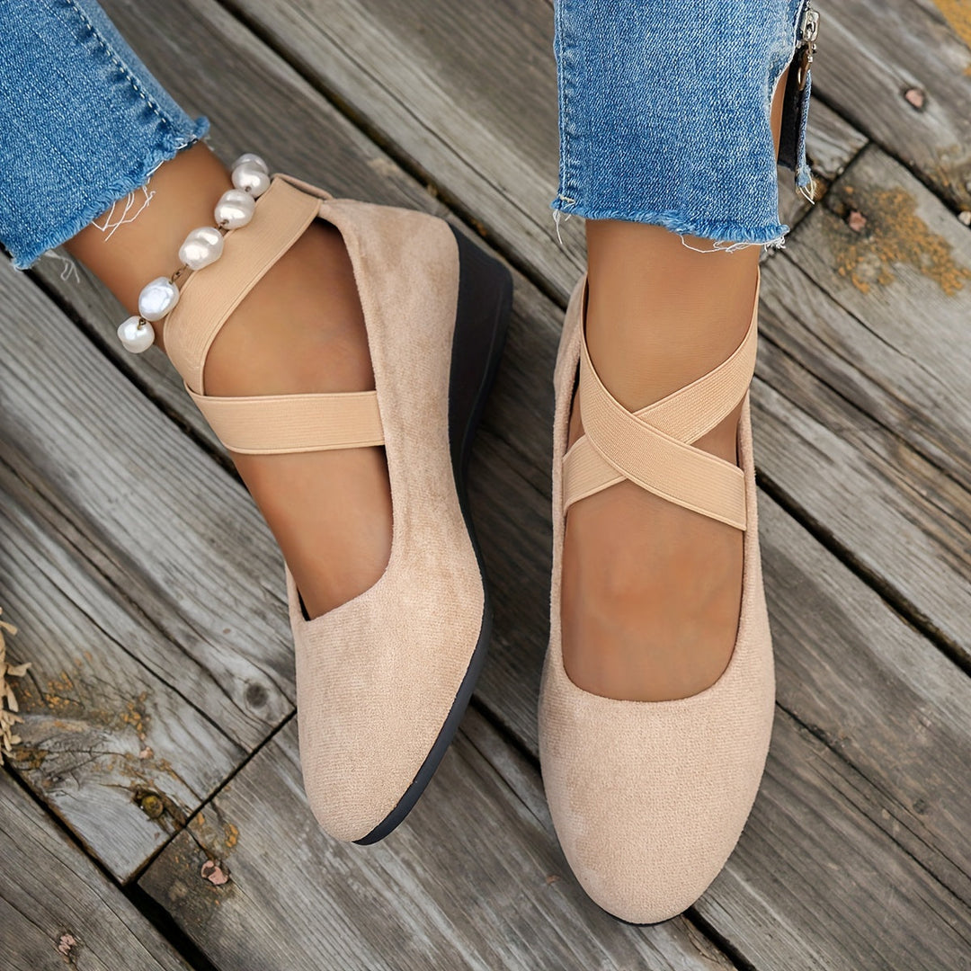 Drune | Einfache Damen Ballerinas Aus Atmungsaktivem Samt