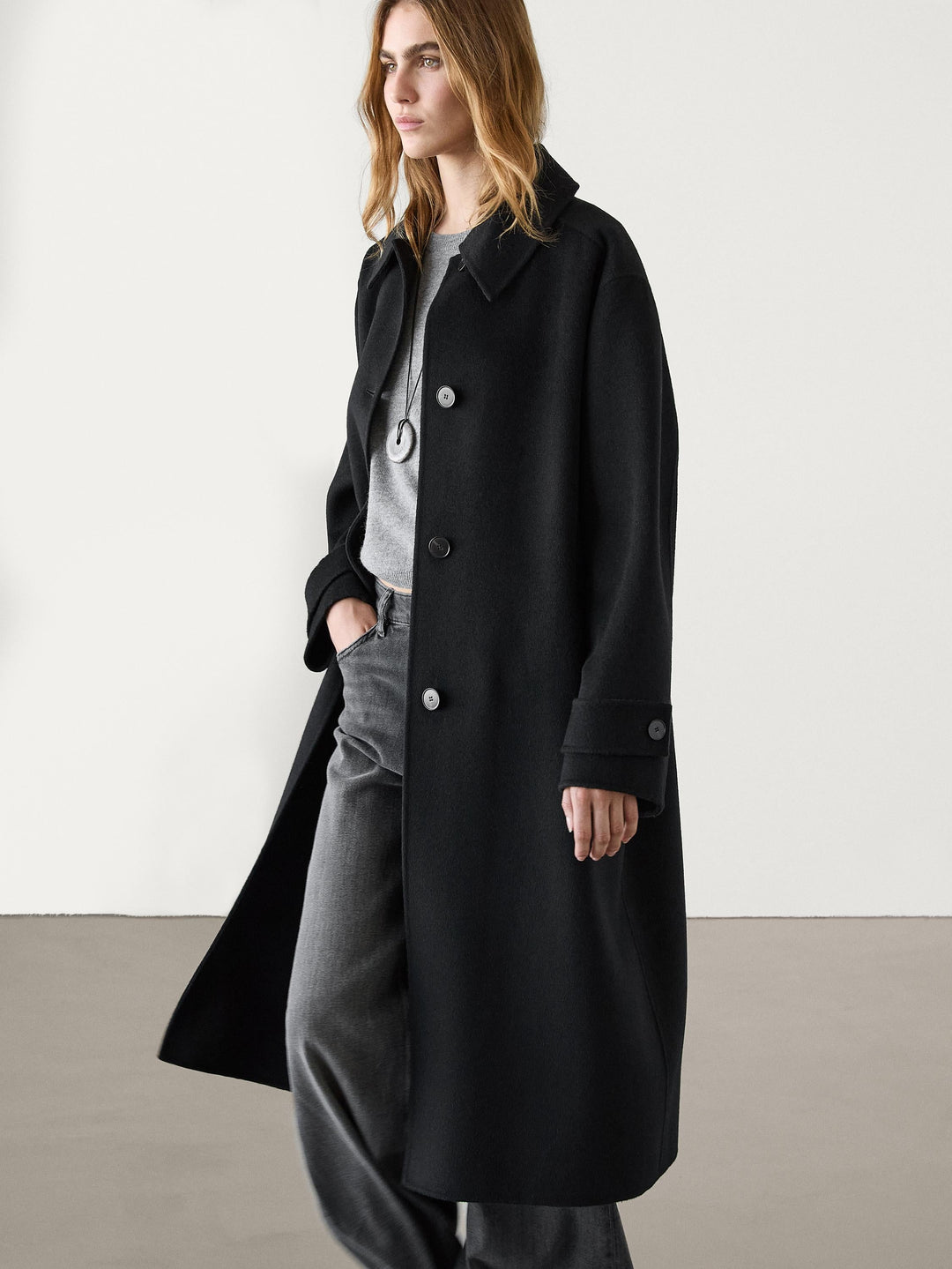 Drune | Wollmischung Jacke - raffinierte lange Knopf-Oberbekleidung