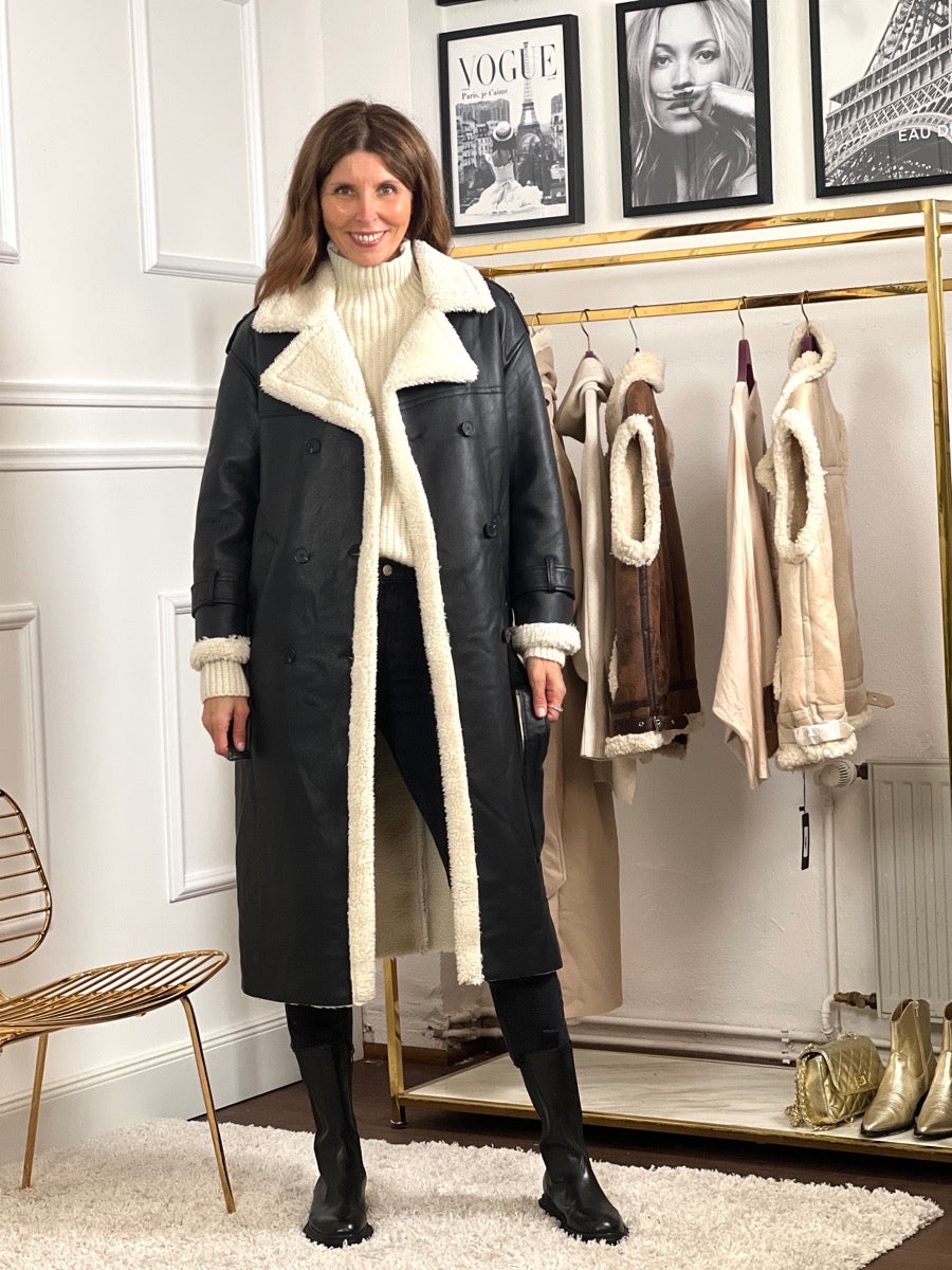 Drune | Damen Weicher Kunstfell Gürtel in Der Taille Elegantes Langes Modell