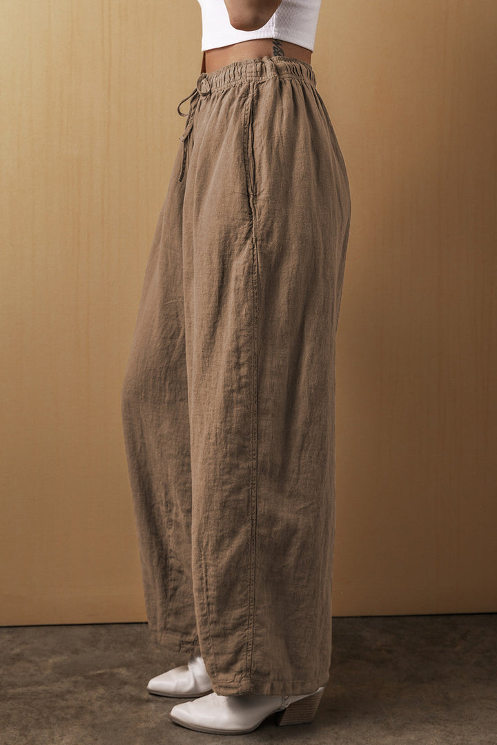 Drune | Palm Baumwoll Leinen Weitbein Hose Für Frauen