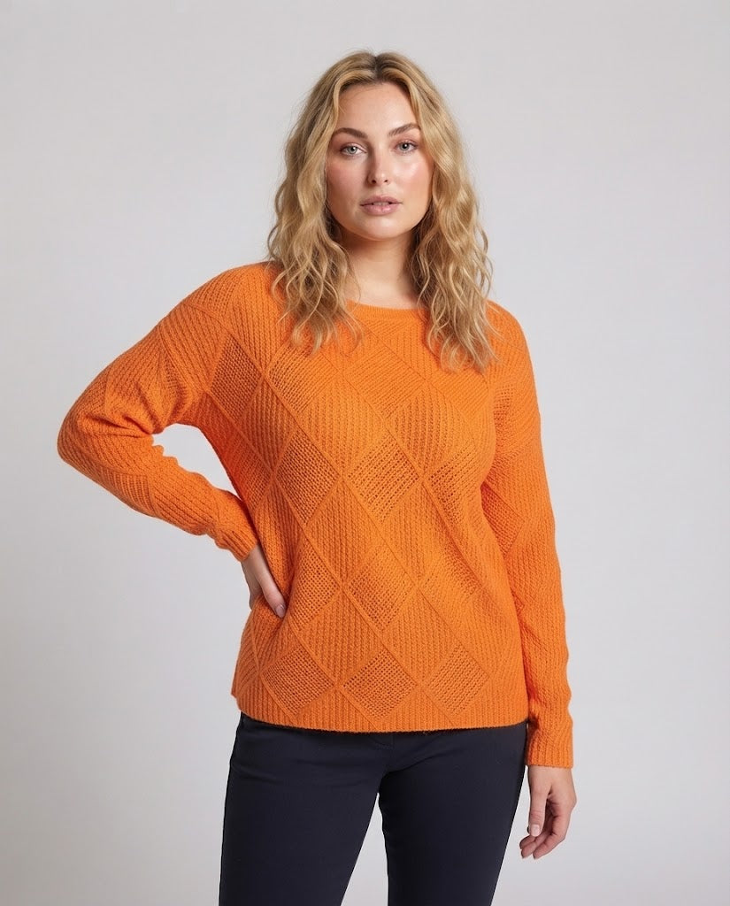 Damen Feinstrick‑Pullover im Mohair‑Look mit diamantgewDruneter Struktur und legerer Oversize‑Passform Drune