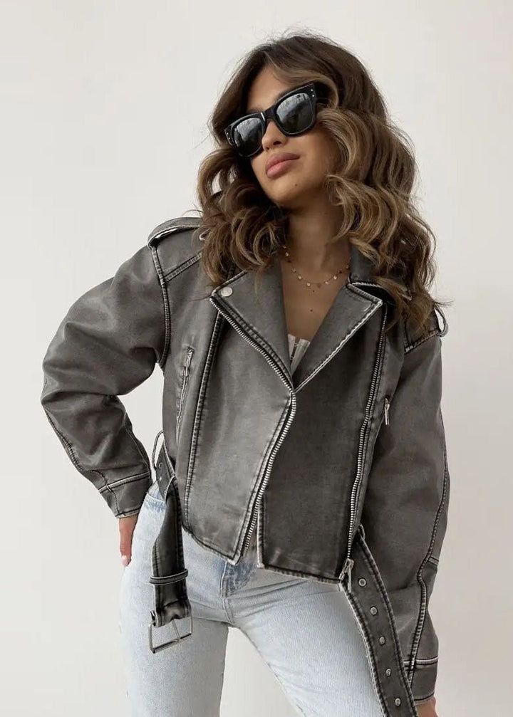 Drune | Kunstleder-Motorradjacke – Vintage Biker-Style