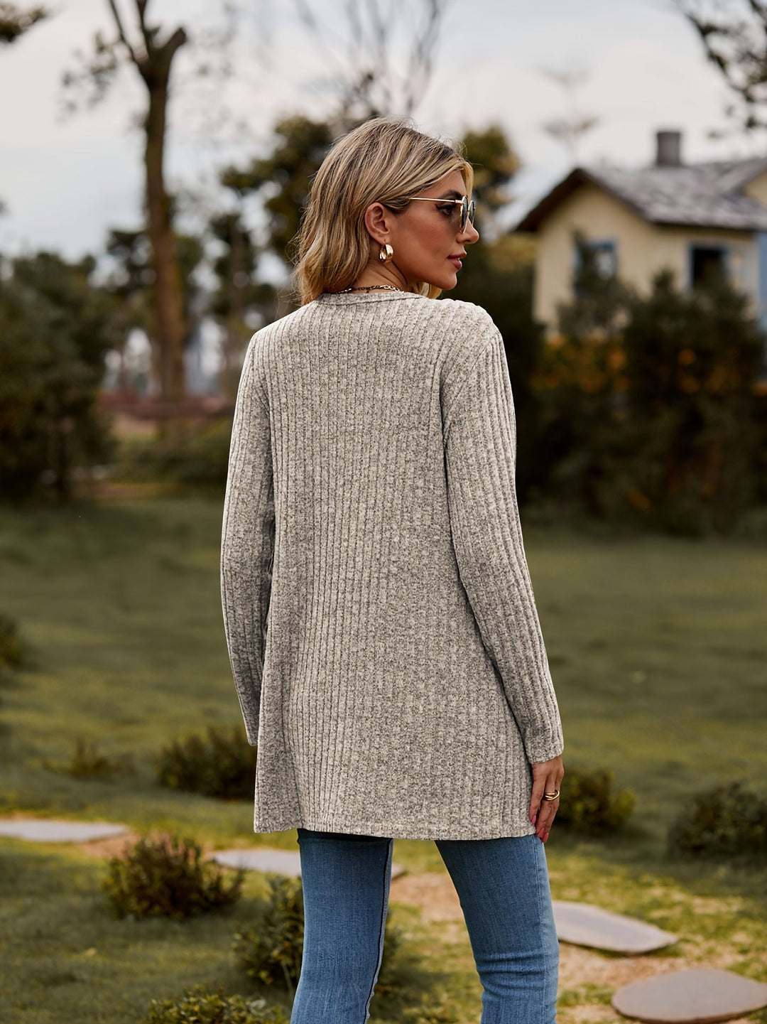 Drune Warmer Gerippter Baumwolle Strickcardigan Für Damen | Perfekt Für Lässige Tage