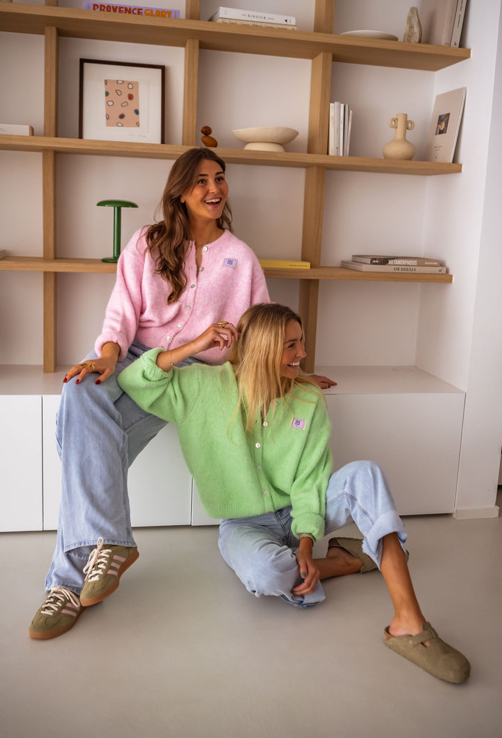 Drune | rosa gestepptes Cardigan für Layer-Looks