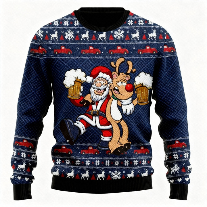 Drune | Laut, Stolz & Unübersehbar: Goofy Muster Druck Hässlicher Weihnachtspullover