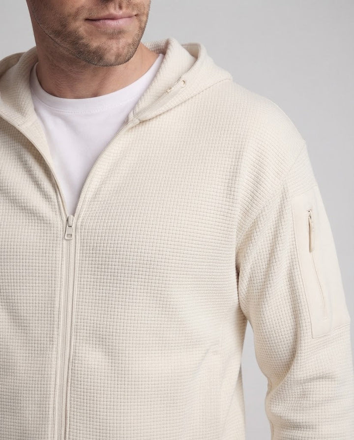 Herren Kapuzen-Funktionsjacke aus strukturierter Waffelware mit Reißverschluss Drune
