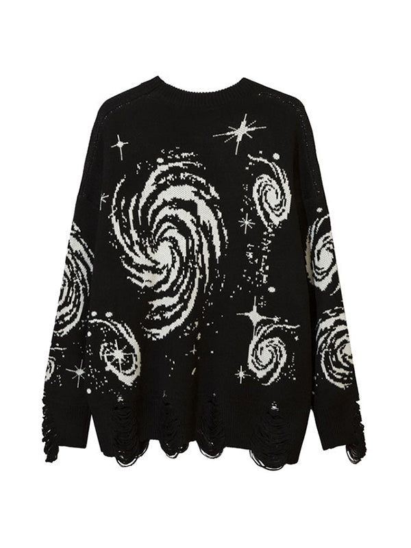 Drune | Farbe Vintage Druck Zerrissene Sweatshirt