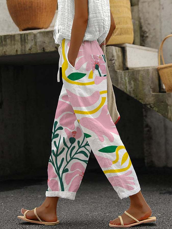 Drune | Bequeme Weite Hose Mit Modernem Print Für Frauen