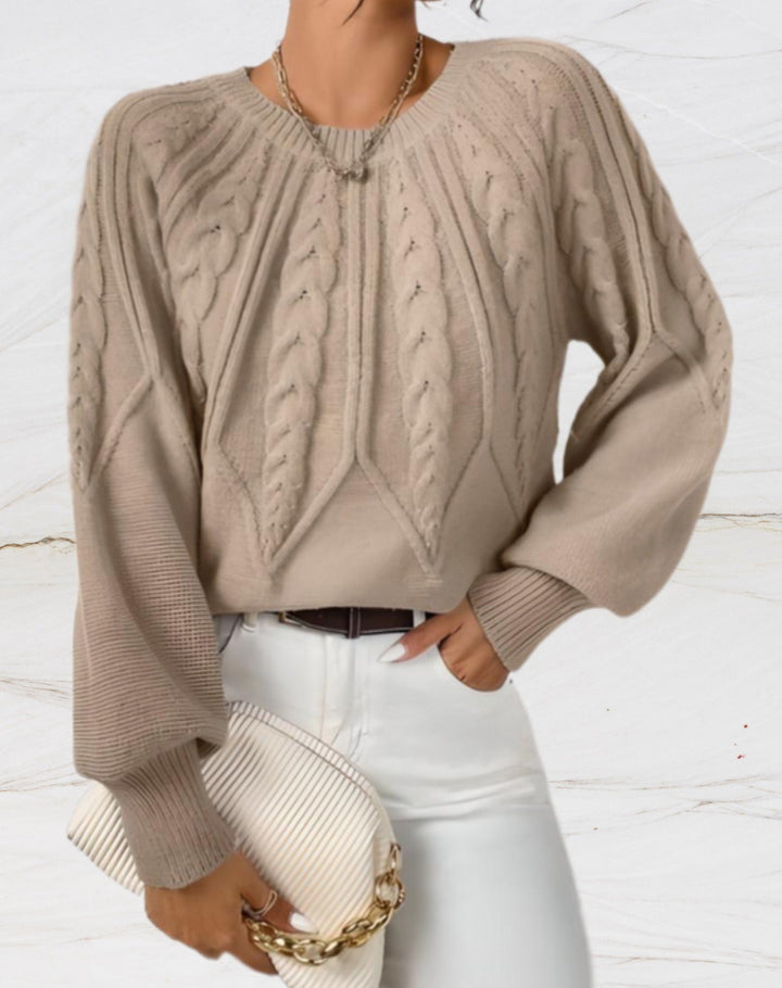 Drune | Eleganter Pullover - Beiger Pfeil-Stil Strickpullover