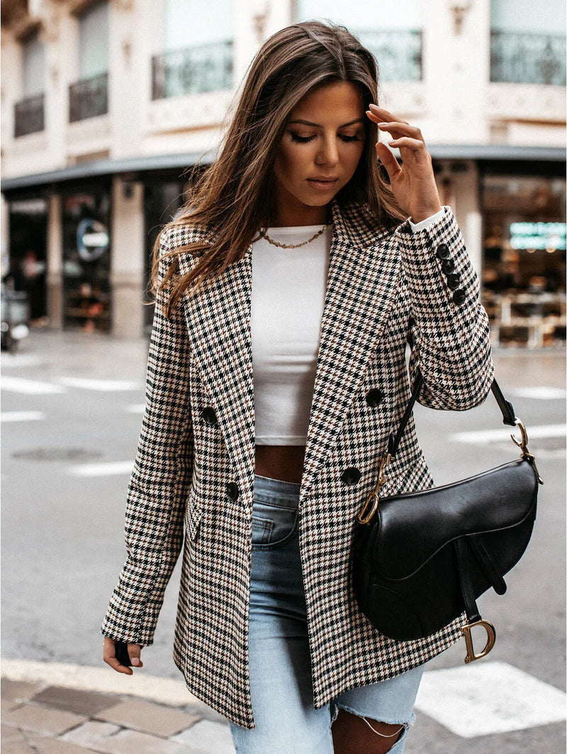 Drune | Klassischer karierten Blazer für Frauen, bequem und stilvoll