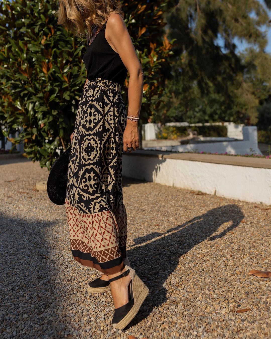 Drune | Boho Lange Rock mit Print