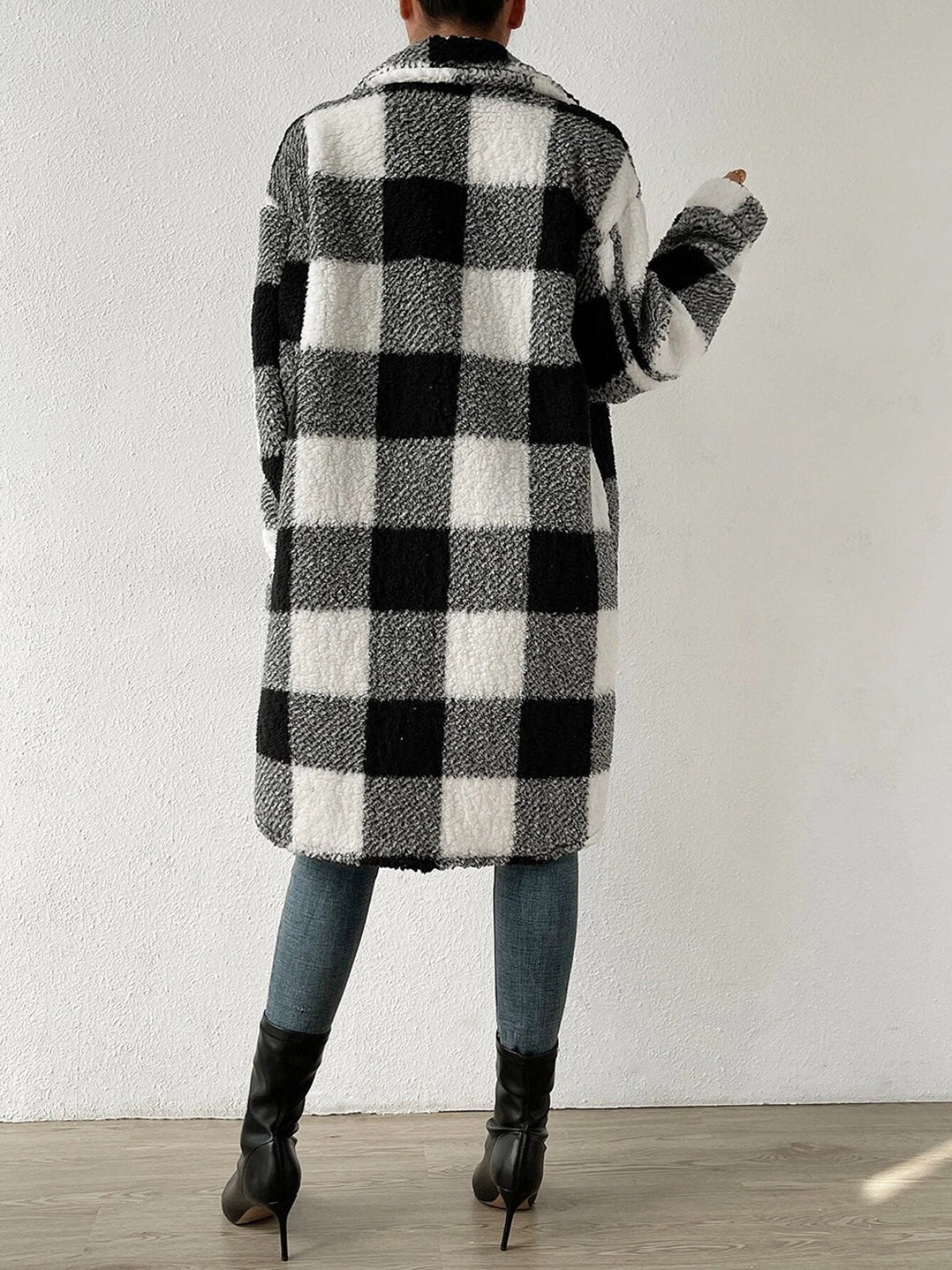 Drune | kariert Jacke mit plüschigem Kragen und Knöpfen