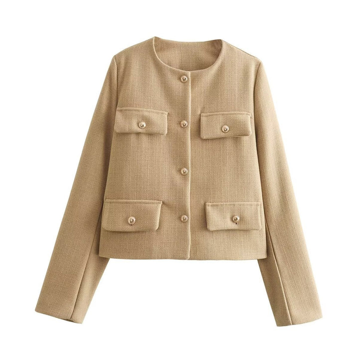 Drune | Hals Einfarbig Einreiher Jacke