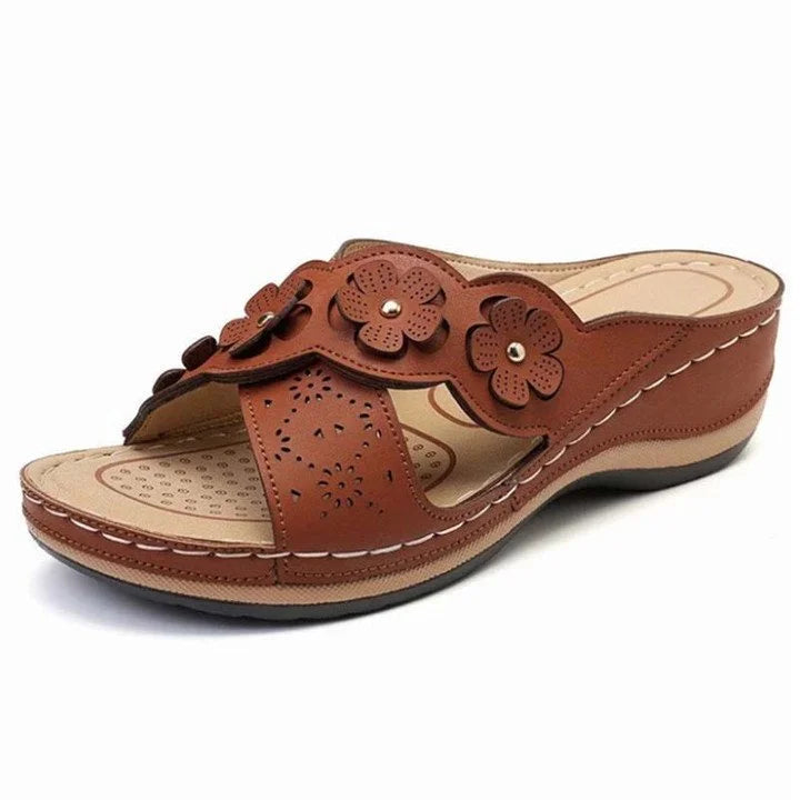 Drune | Orthopädische Damen Sandale Mit Blumenmuster