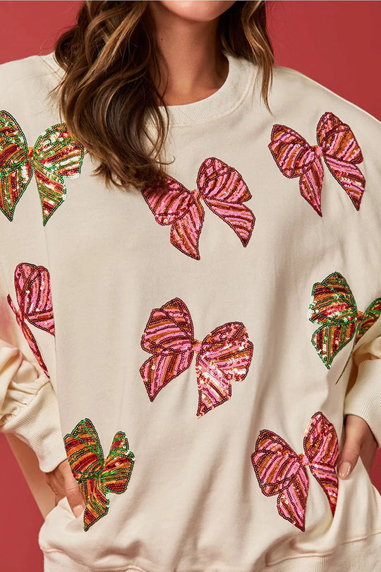 Drune | Weihnachtsbogen Pailletten Lockere Freizeit Langarm Sweatshirt