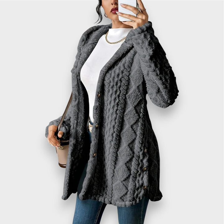 Drune | Cozy plush hooded cardigan sweater
