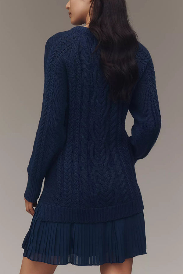 Drune | Knit sweater dress with pleated chiffon hem