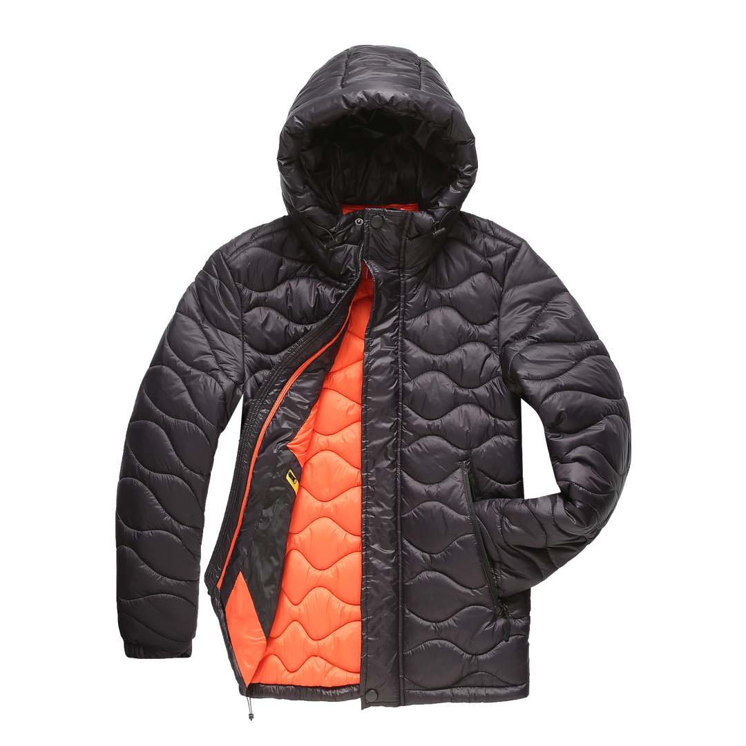 Drune | Pufferjacke Gepolstert Und Winddicht Kapuze Mit Kordelzug Reißverschluss Und Druckknopfverschluss