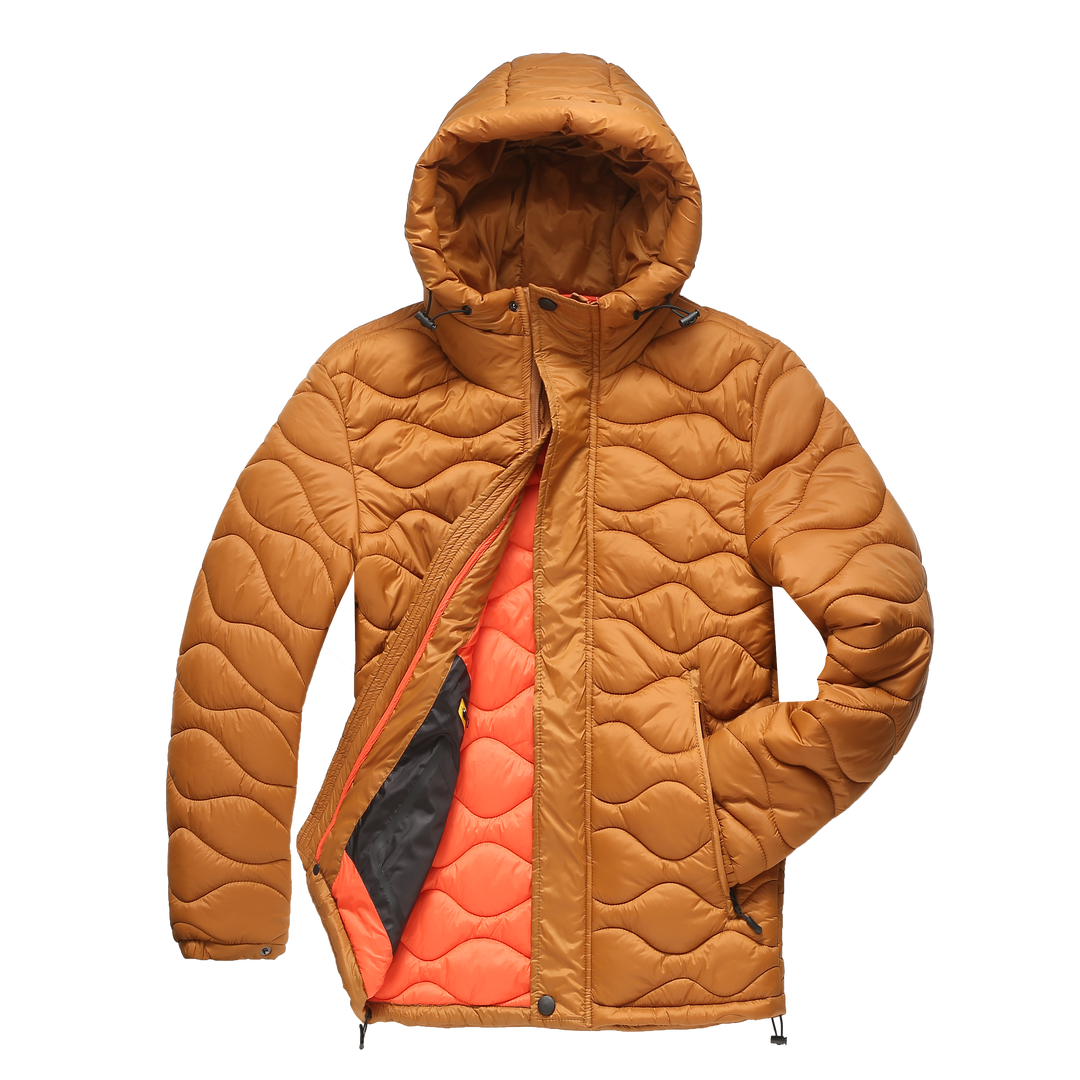 Drune | Pufferjacke Gepolstert Und Winddicht Kapuze Mit Kordelzug Reißverschluss Und Druckknopfverschluss