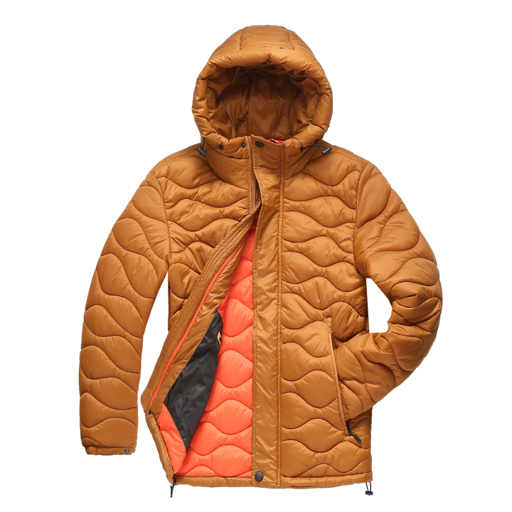 Drune | Pufferjacke Gepolstert Und Winddicht Kapuze Mit Kordelzug Reißverschluss Und Druckknopfverschluss