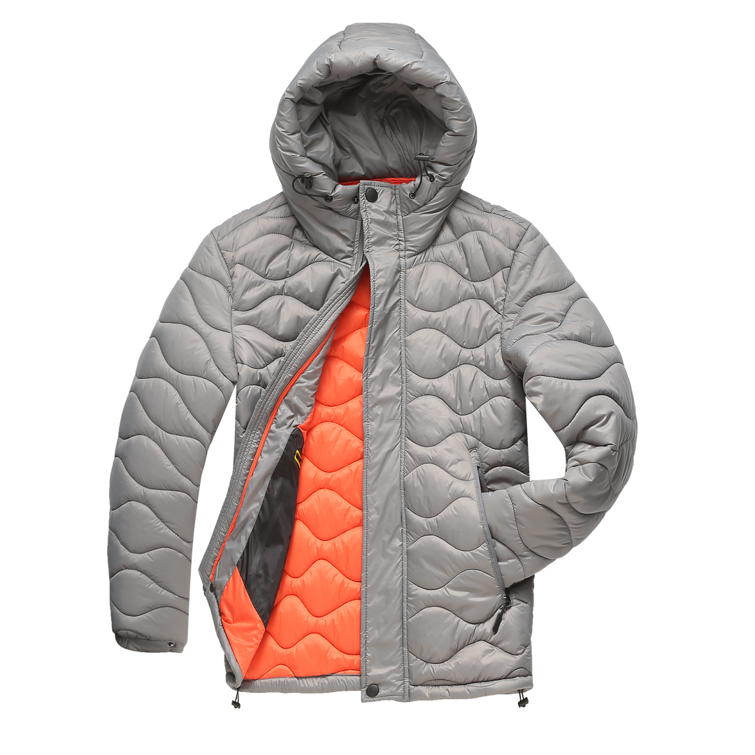 Drune | Pufferjacke Gepolstert Und Winddicht Kapuze Mit Kordelzug Reißverschluss Und Druckknopfverschluss
