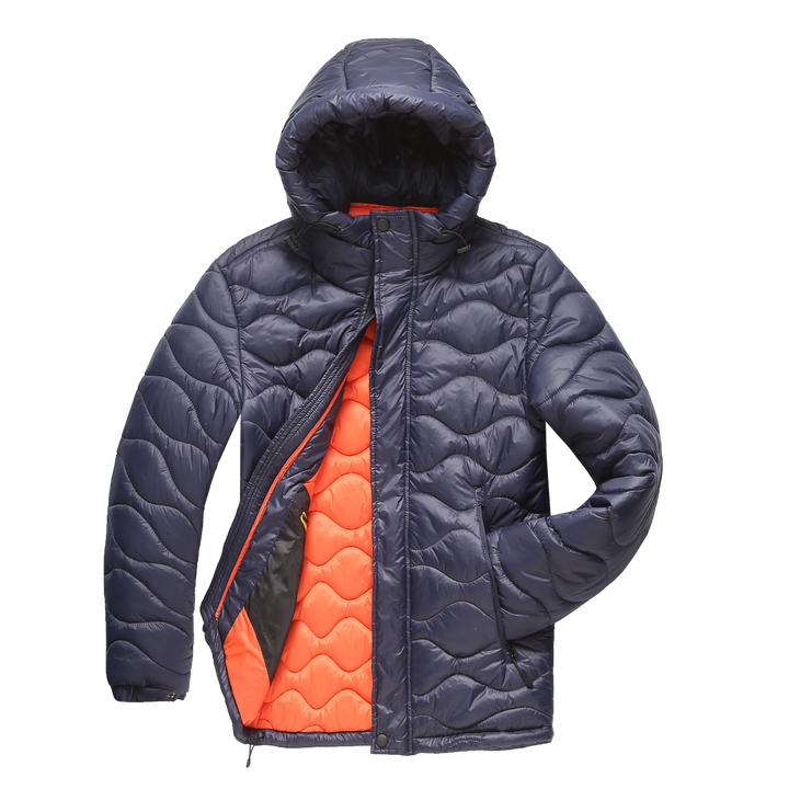 Drune | Pufferjacke Gepolstert Und Winddicht Kapuze Mit Kordelzug Reißverschluss Und Druckknopfverschluss