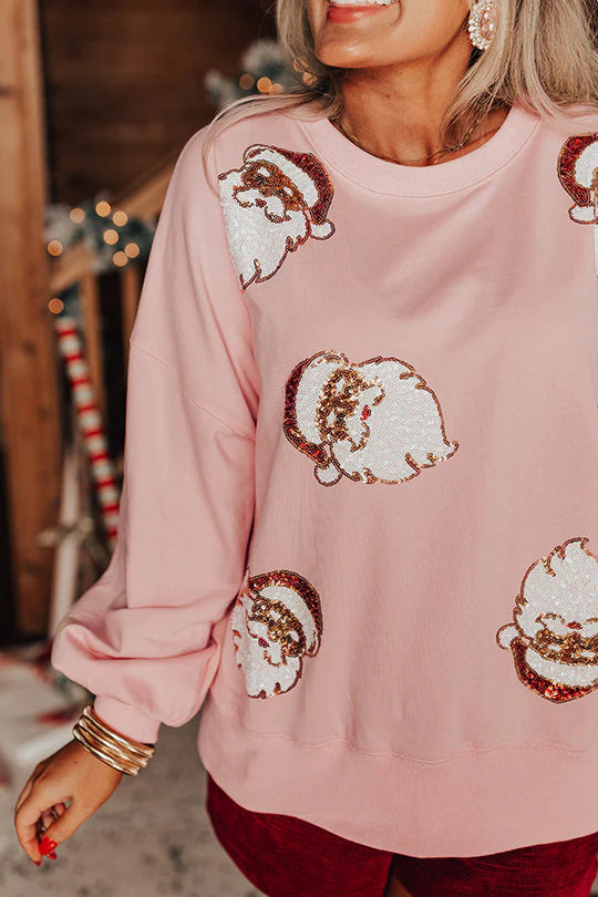 Drune | Weihnachtsmann Pailletten Lässiges Lockeres Sweatshirt