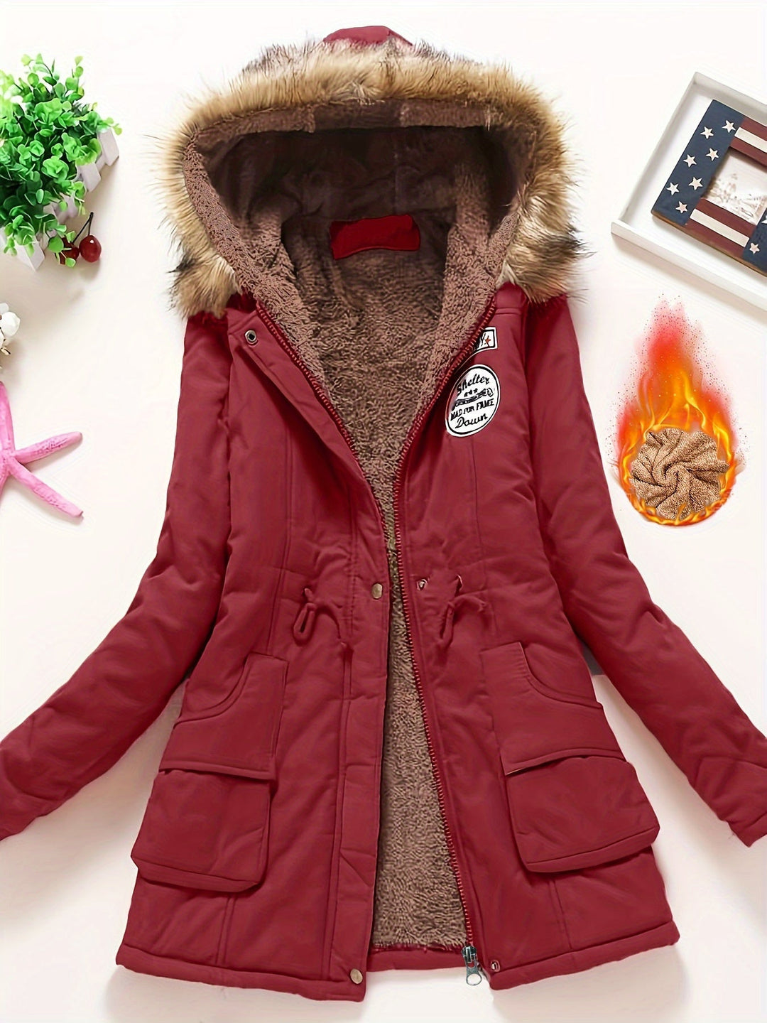 Drune | Warme Winterjacke mit Fleece-Futter und Kapuze für Frauen - Ideale für Herbst/Winter