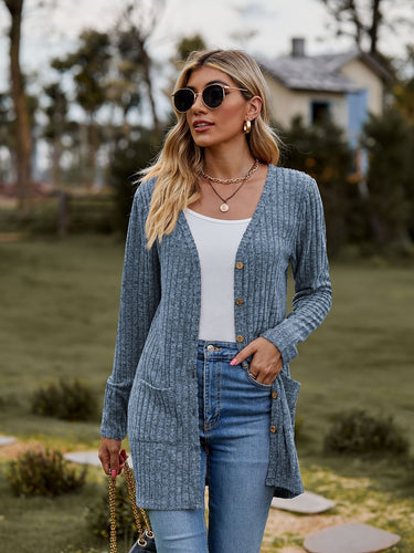 Drune Warmer Gerippter Baumwolle Strickcardigan Für Damen | Perfekt Für Lässige Tage