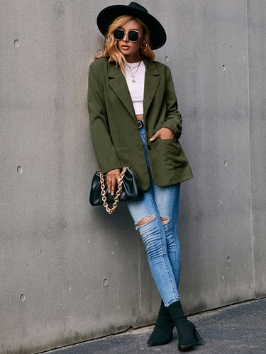 Drune | Corduroy Langarm Longline Blazer mit Taschen