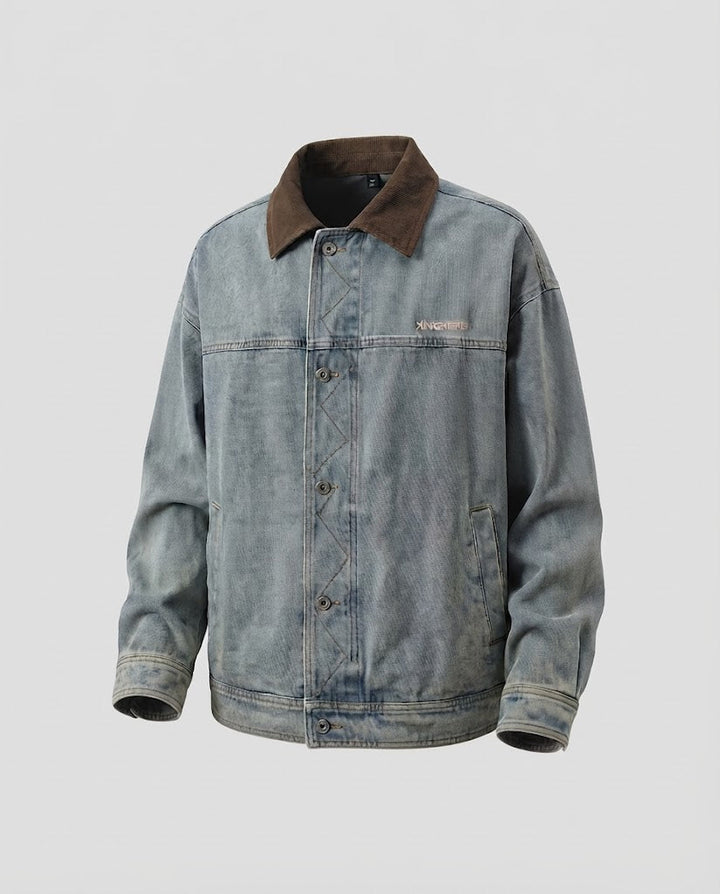 Herren Freizeit Denim Jacke Drune