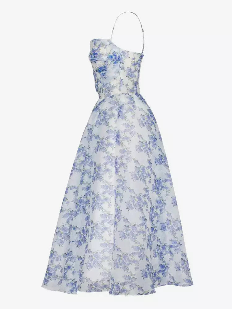 Damen Midi-Kleid mit elegantem Chiffon und floralen Applikationen Drune