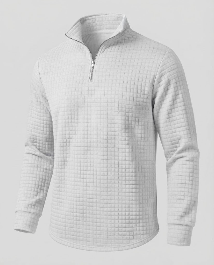 Herren Strukturiertes Halbzip‑Sweatshirt mit Stehkragen und Waffelstruktur Drune