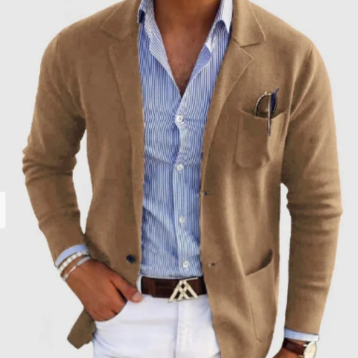 Drune | Herren Strickjacke Mit Lässigen Knöpfen, Taschen Und Reverskragen, Einfarbig, Langärmelig