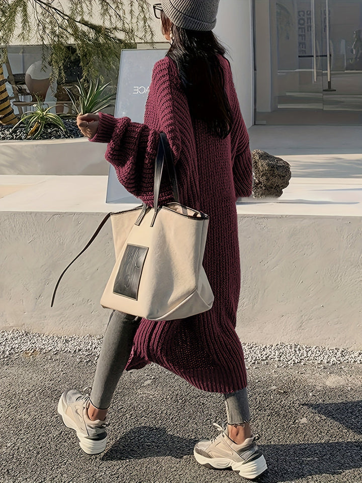 Drune | Lange Aufgenähte Taschen Wolle Strickjacke Für Damen - Perfekt für Alltag