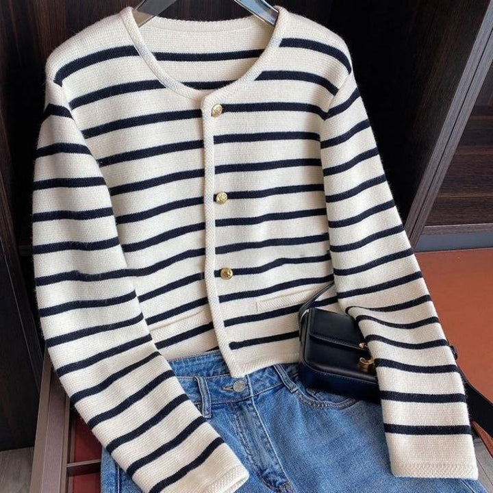 Drune | gestreifter Strickpullover für herbstliche Lagenlooks