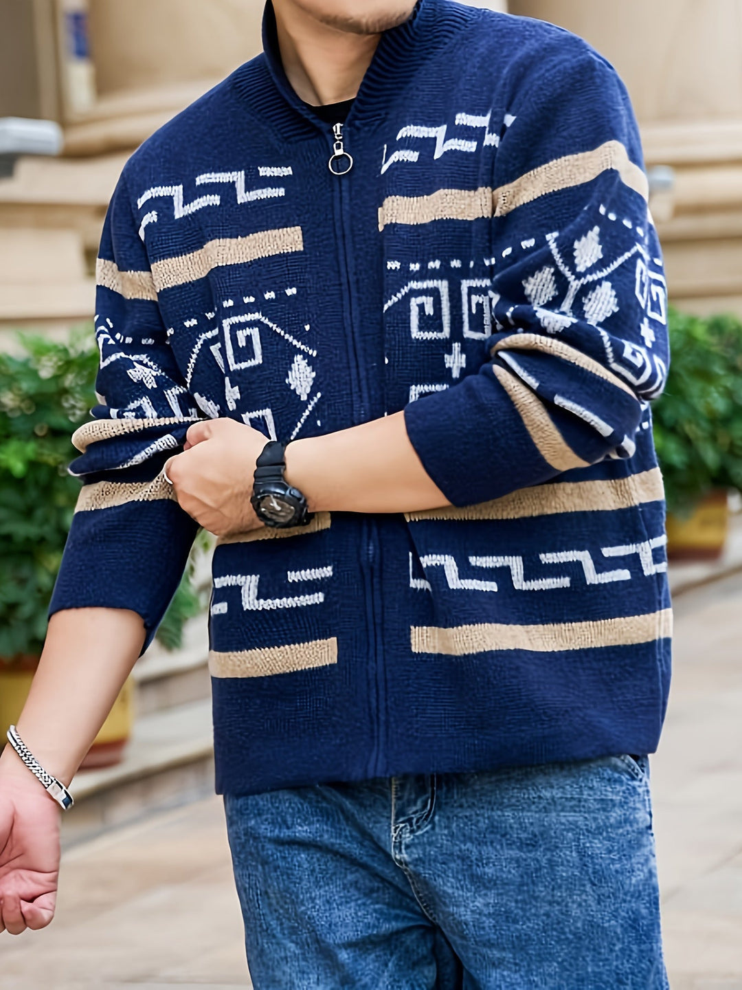 Drune | Lässige Herren-Strickjacke mit Reißverschluss