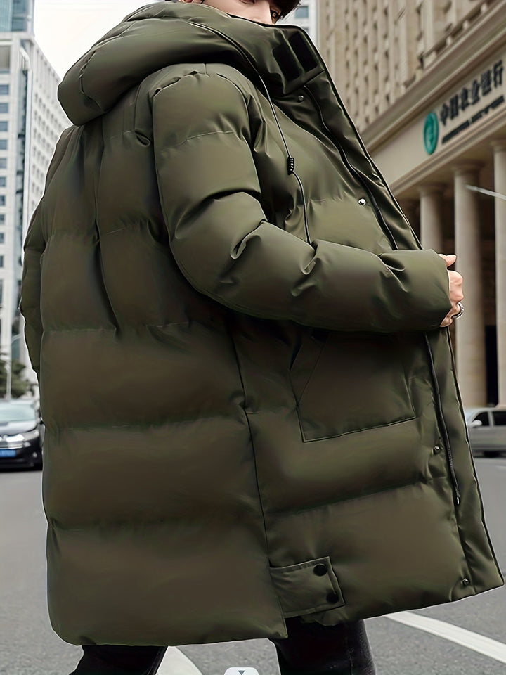 Drune |  Mittellange Kapuzen-Übermantel-Winterjacke Für Herren - Perfekt für Outdoor-Aktivitäten