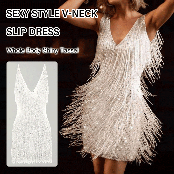 Drune | Slip Kleid - Verführerisches V-Ausschnitt Kleid für Einen Stilvollen Look