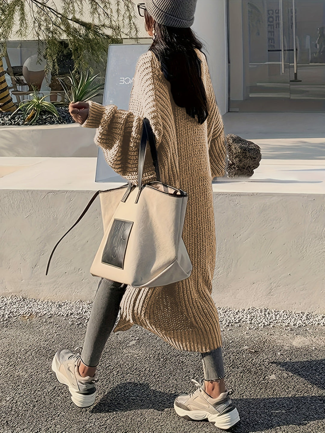 Drune | Lange Aufgenähte Taschen Wolle Strickjacke Für Damen - Perfekt für Alltag
