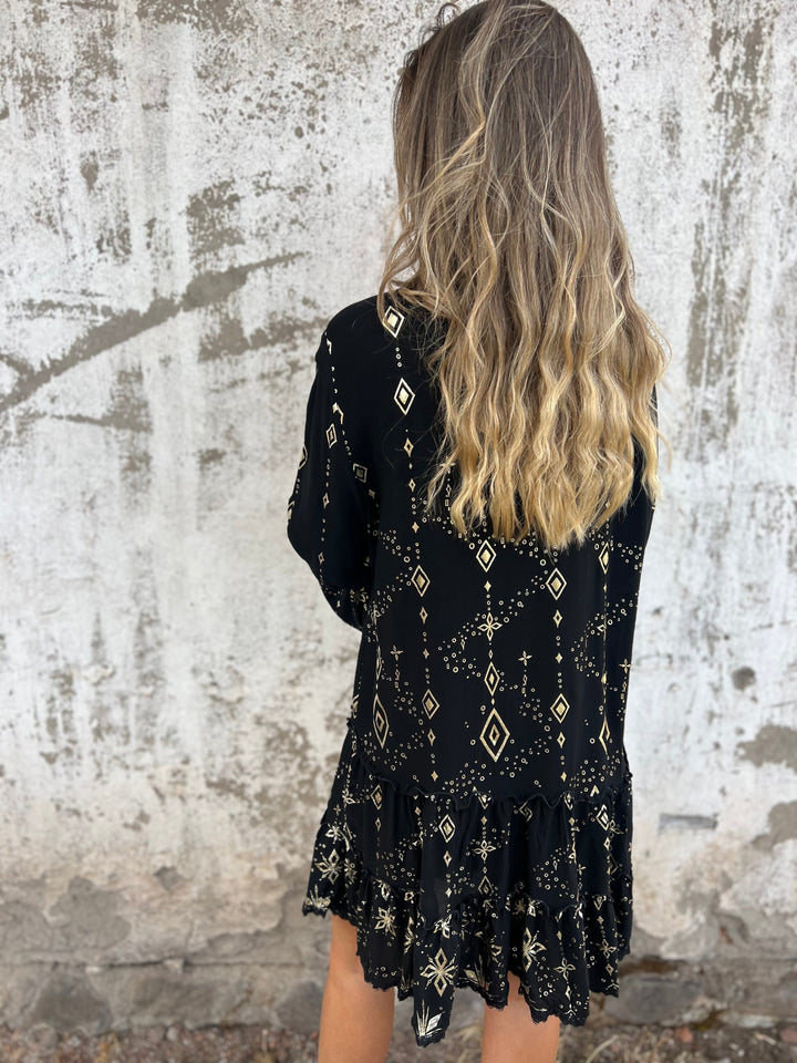 Drune | Boho Metallic Hemdkleid