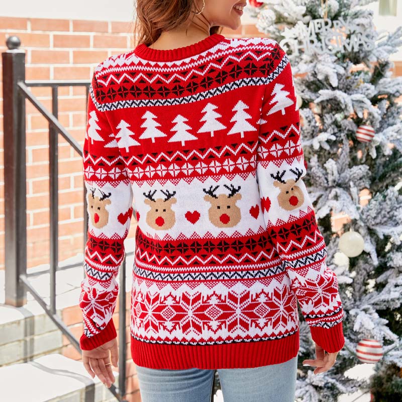Drune | Weihnachtlicher Strickpullover Mit Rentiermotiv