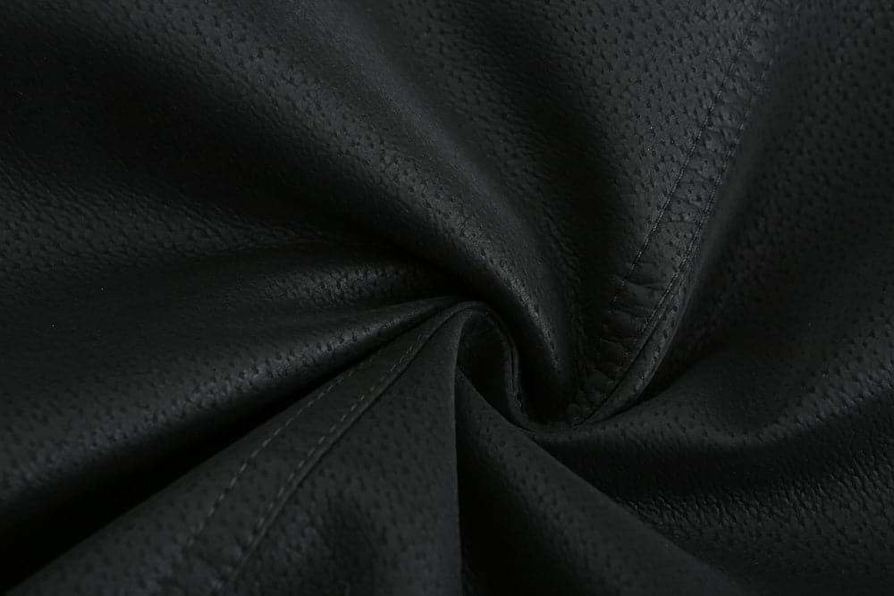Drune | Leder Look Jacke Kordelzug Kapuze Ge Quiltete Fütterung Reißverschlussverschluss Gerippter Saum
