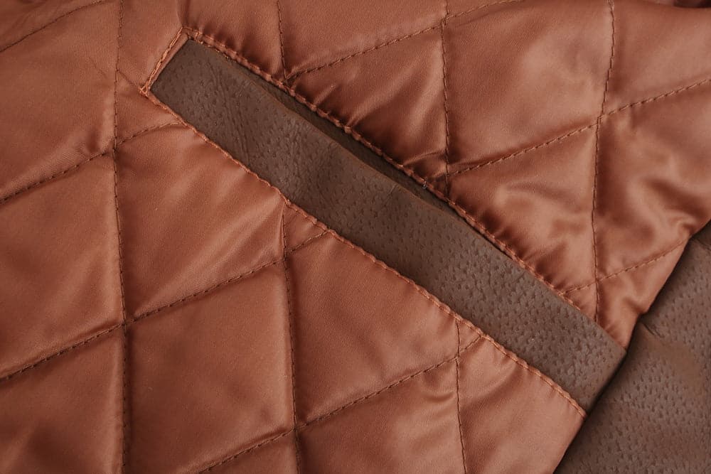 Drune | Leder Look Jacke Kordelzug Kapuze Ge Quiltete Fütterung Reißverschlussverschluss Gerippter Saum